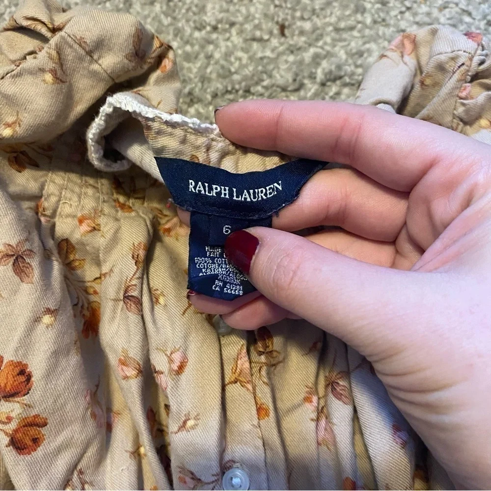 Ralph Lauren Top Shirt Bundle 6 6X Plaid Ruffle Tan Floral Button Down